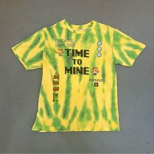 Mojang Studios Size XL Boys Minecraft T-Shirt Time to Mine Graphic Tee Green